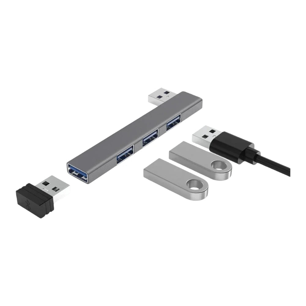 TYPE C Hub USB 4-en-1 en Aluminium - Extension Clip pour PC Portable (USB & USB-C)