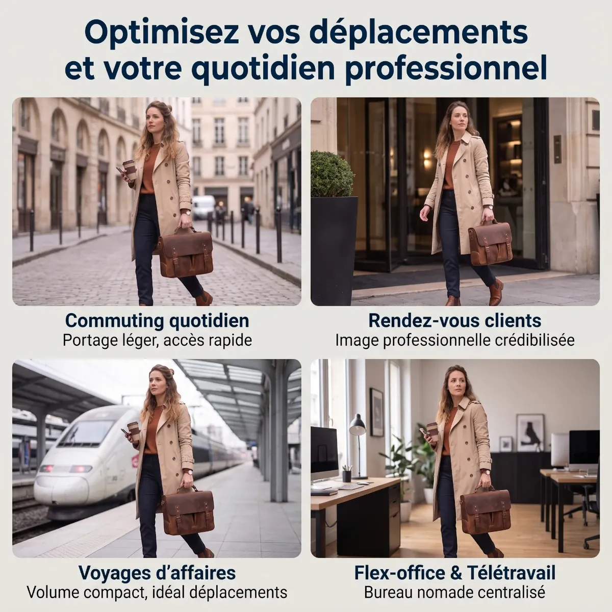 Utilisation du Twinora en rendez-vous, une image beaucoup plus professionnelle qu'un sac à dos ordinateur ou sac à dos ordi femme.
