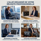 Le porte-documents femme Grainton au quotidien : commuting, réunions et voyages d'affaires. Fini le sac à dos ordi, place à l'élégance professionnelle.