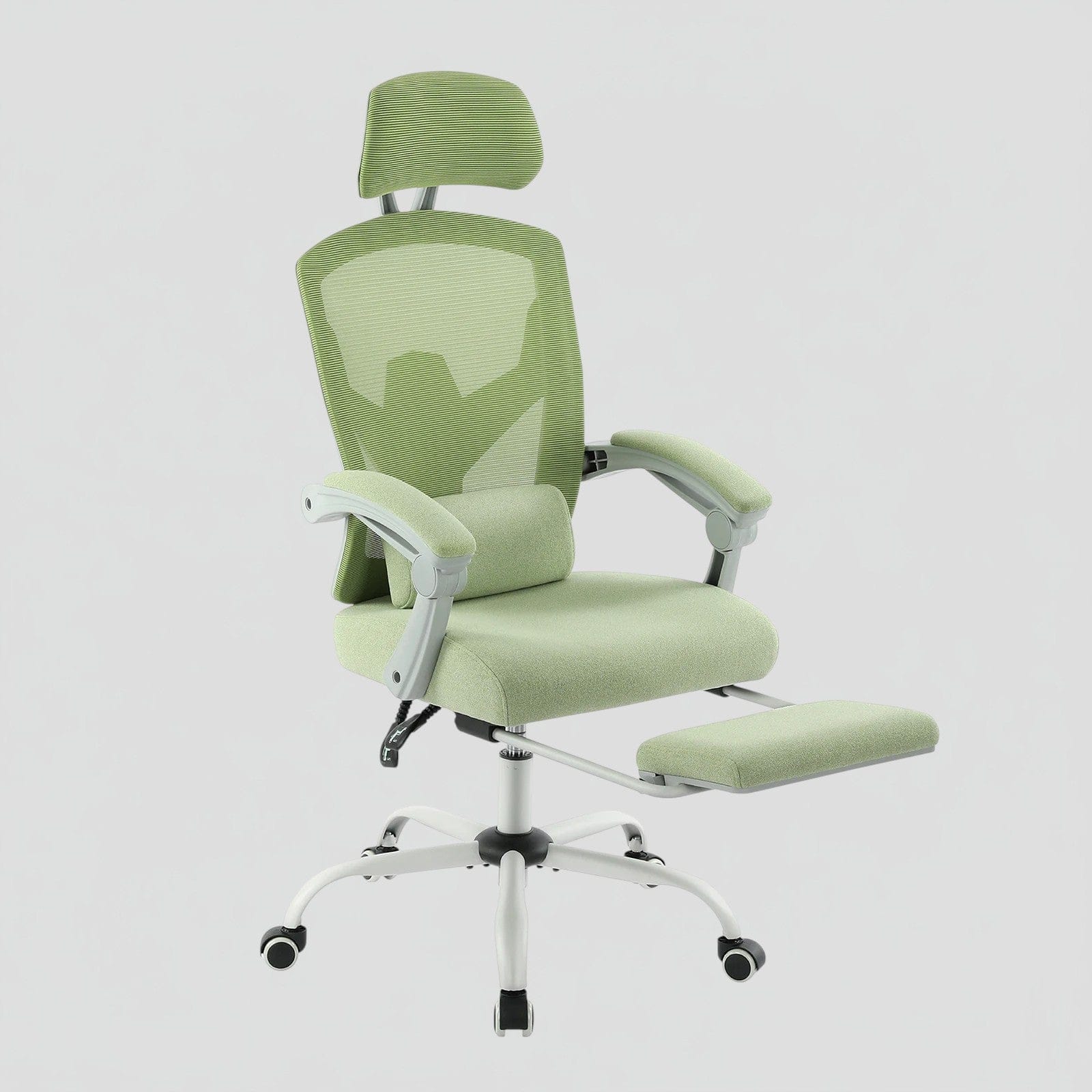Vert Chaise Ergonomique de Bureau avec Repose-Pieds Rétractable - Support Lombaire Réglable