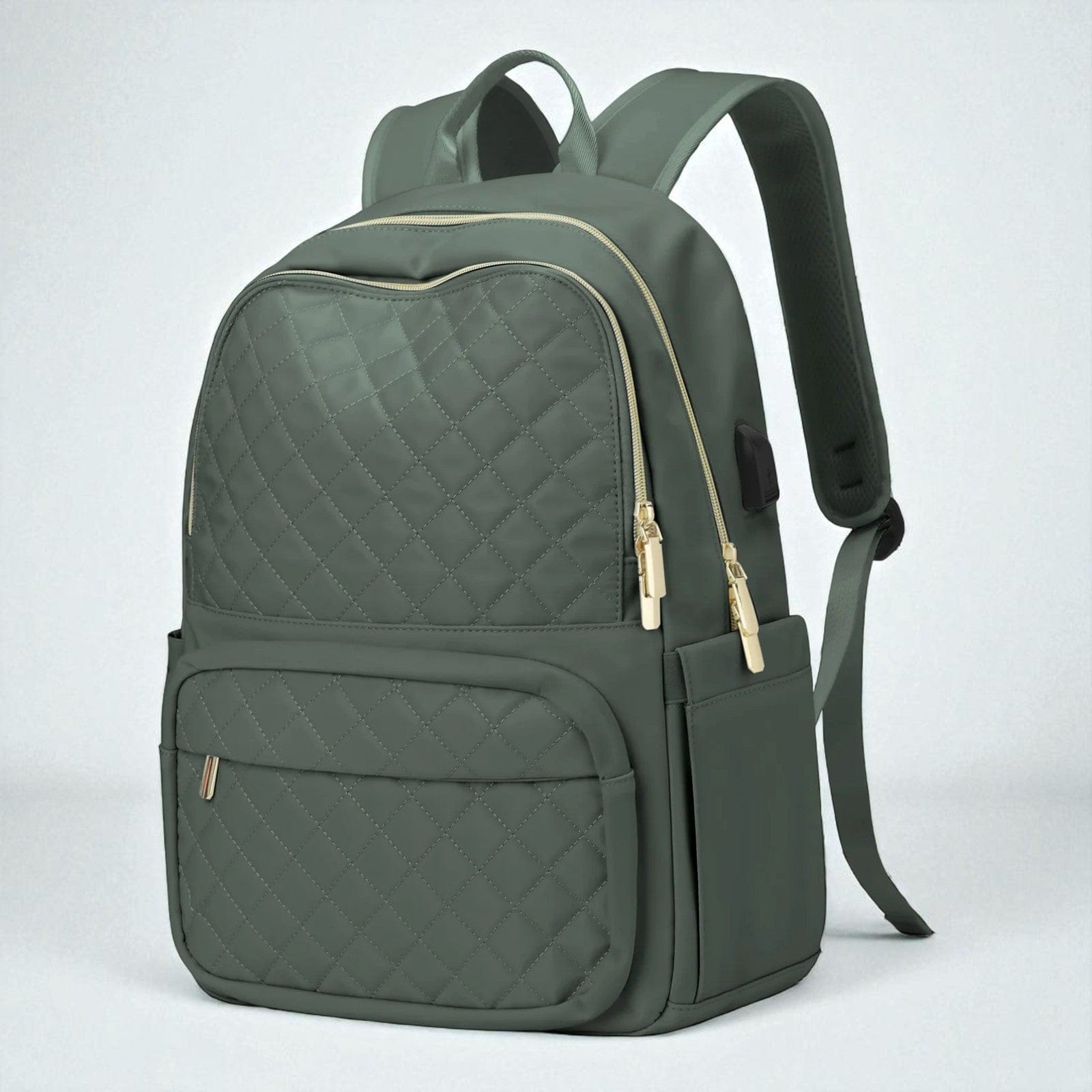 Vert Sac À Dos Ordinateur Femme Matelassé Élégant 13 À 15,6 Pouces