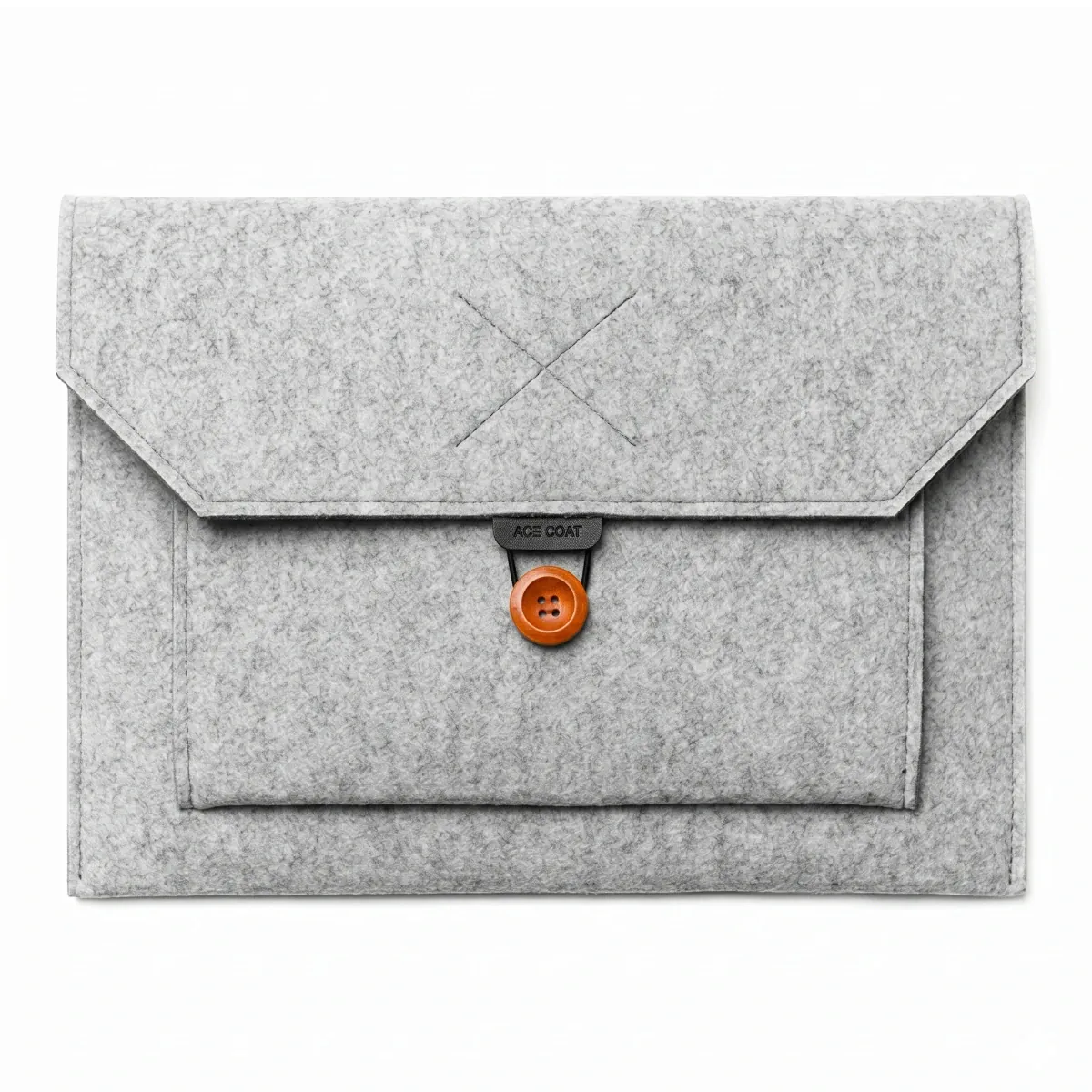 Vue de face couleur gris clair de la pochette ordinateur Ace Coat