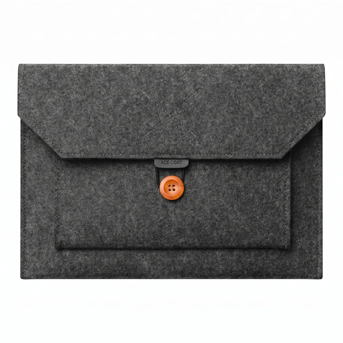 Vue de face couleur gris foncé de la pochette ordinateur Ace Coat